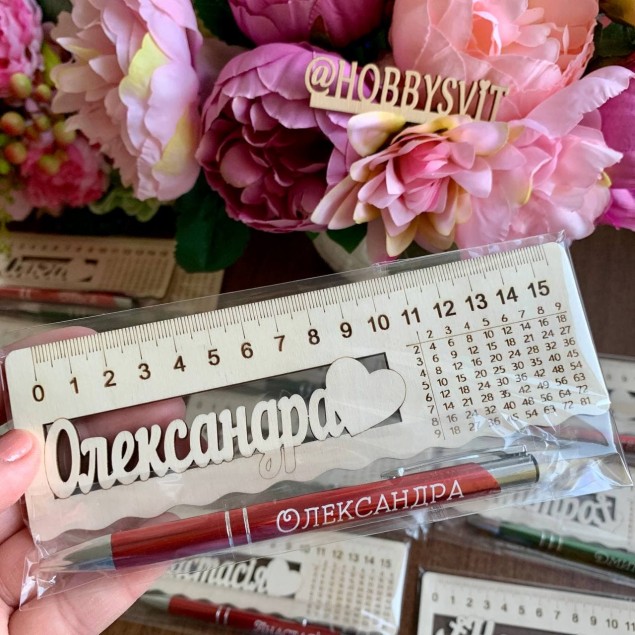 Лінійка з таблицею множення 15 см + ручка Лінійка з таблицею множення 15 см + ручка